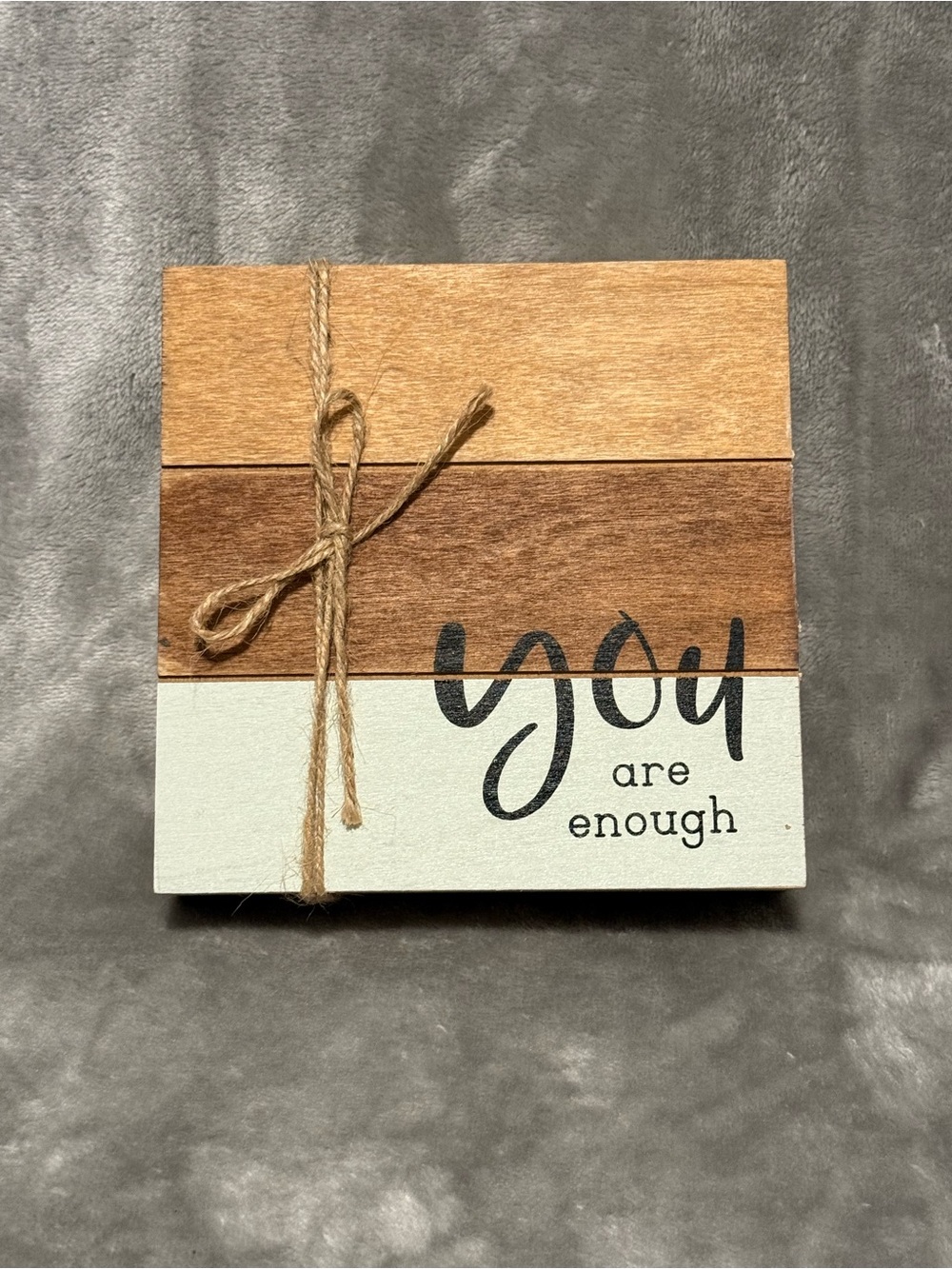 Rustic 'You Are Enough' Wooden Wall Art - Brown and Cream